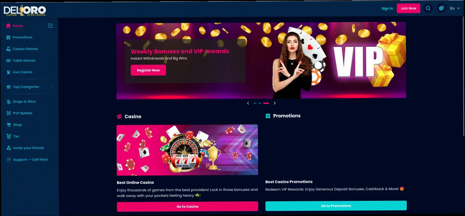 Del Oro casino welkomstbonus 150% tot €1500